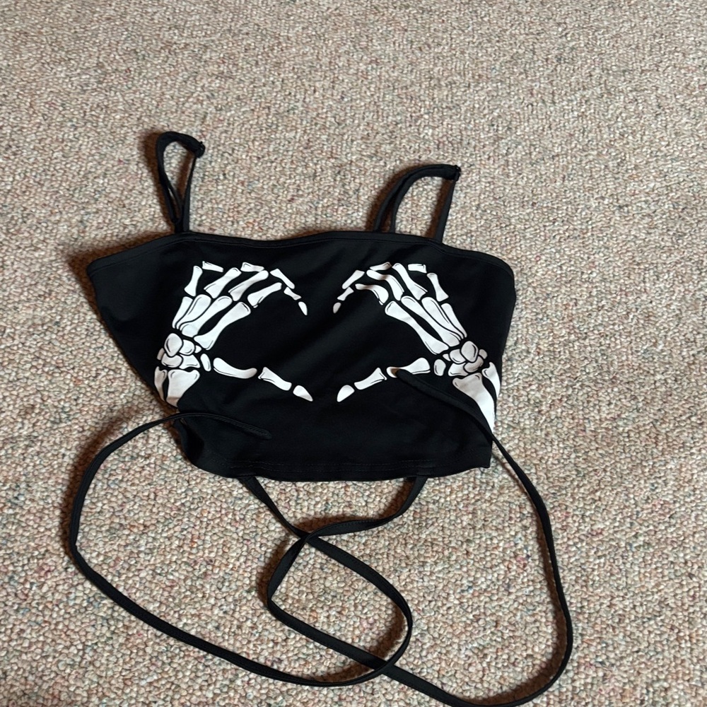 SHEIN Black and White Skeleton Crop Top